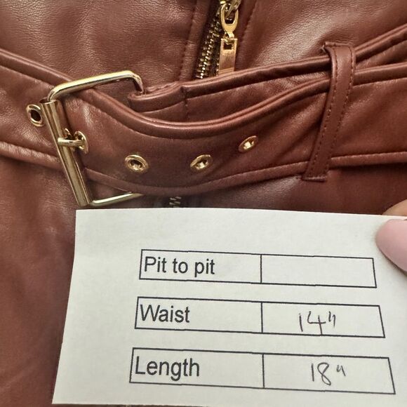 Rachel Zoe Faux Leather Mini Skirt Brown - Picture 8 of 8